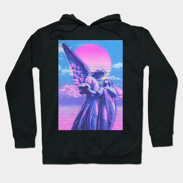 angel statue synthwave Hoodie by ezx